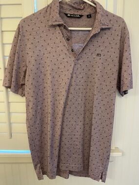 Travis Mathew Men's Mauve Heather Polo with Micro Print